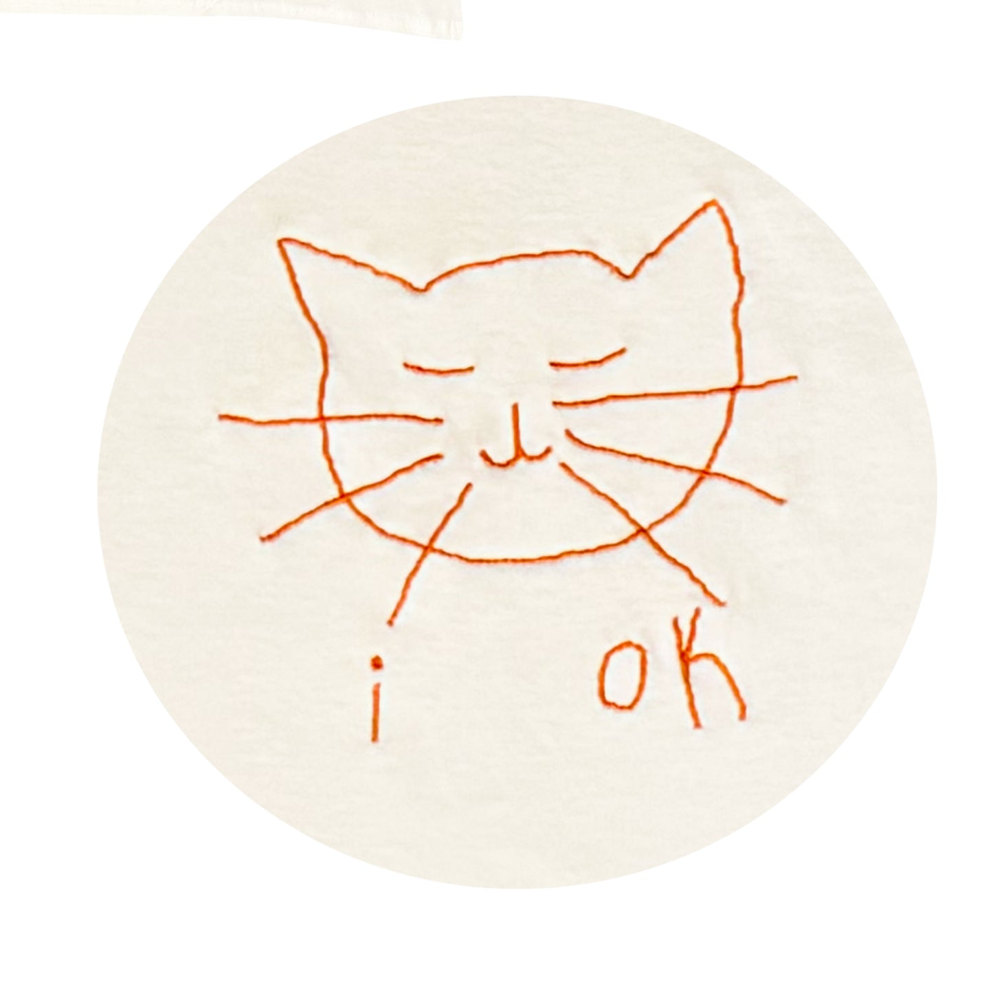 "i ok" Orange Taby Cat Embroidered Shirt