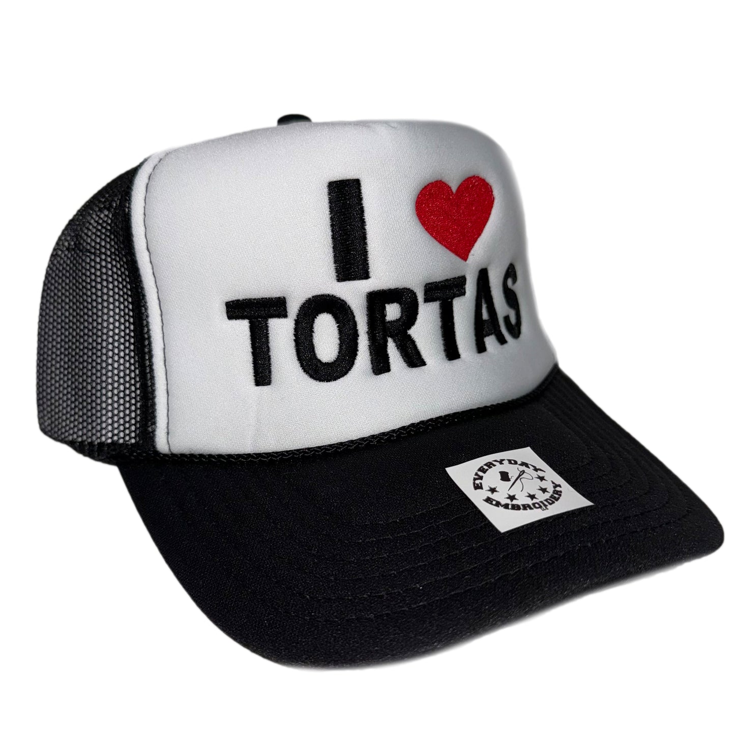 I LOVE TORTAS Embroidered Trucker Cap |Black/White & Red/White