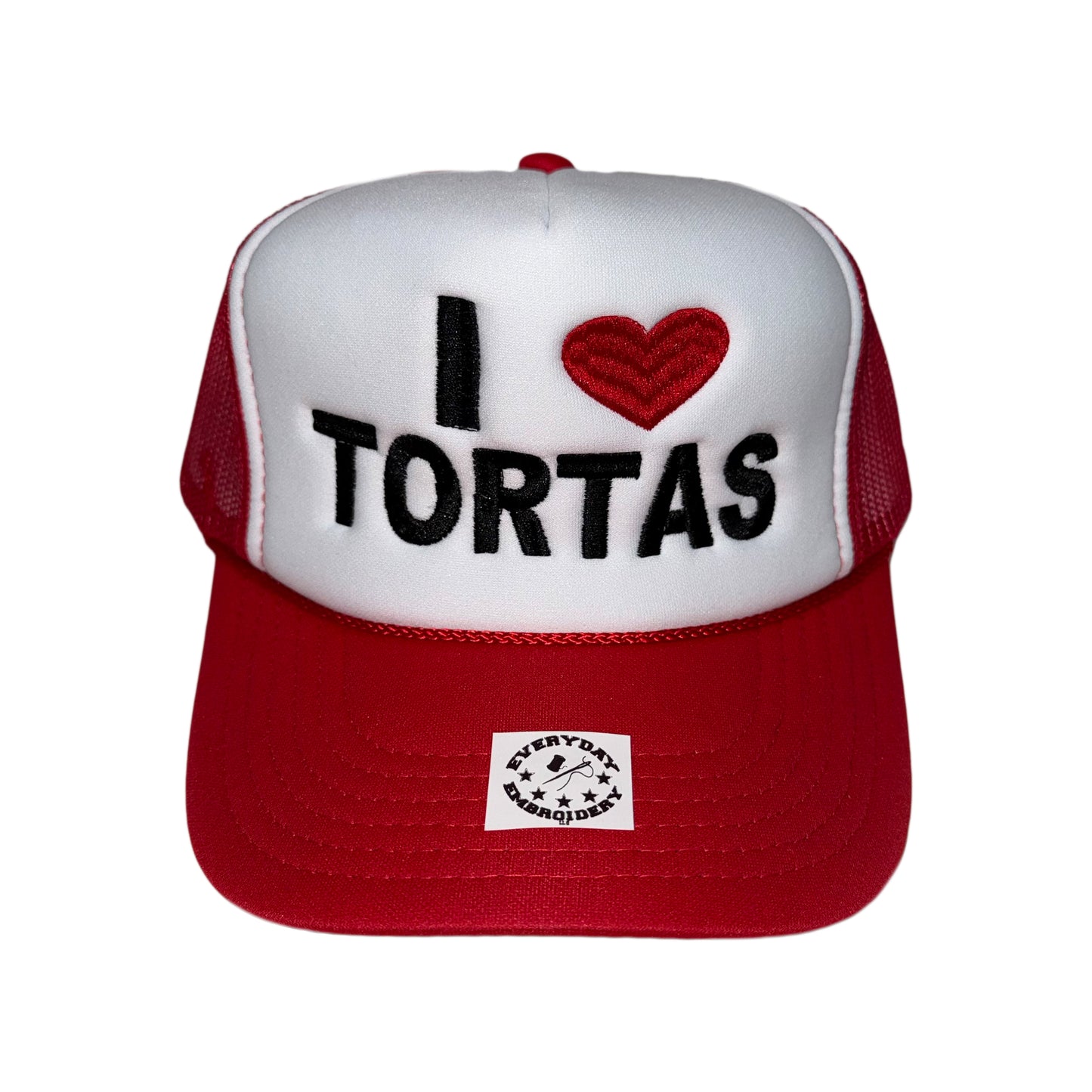 I LOVE TORTAS Embroidered Trucker Cap |Black/White & Red/White
