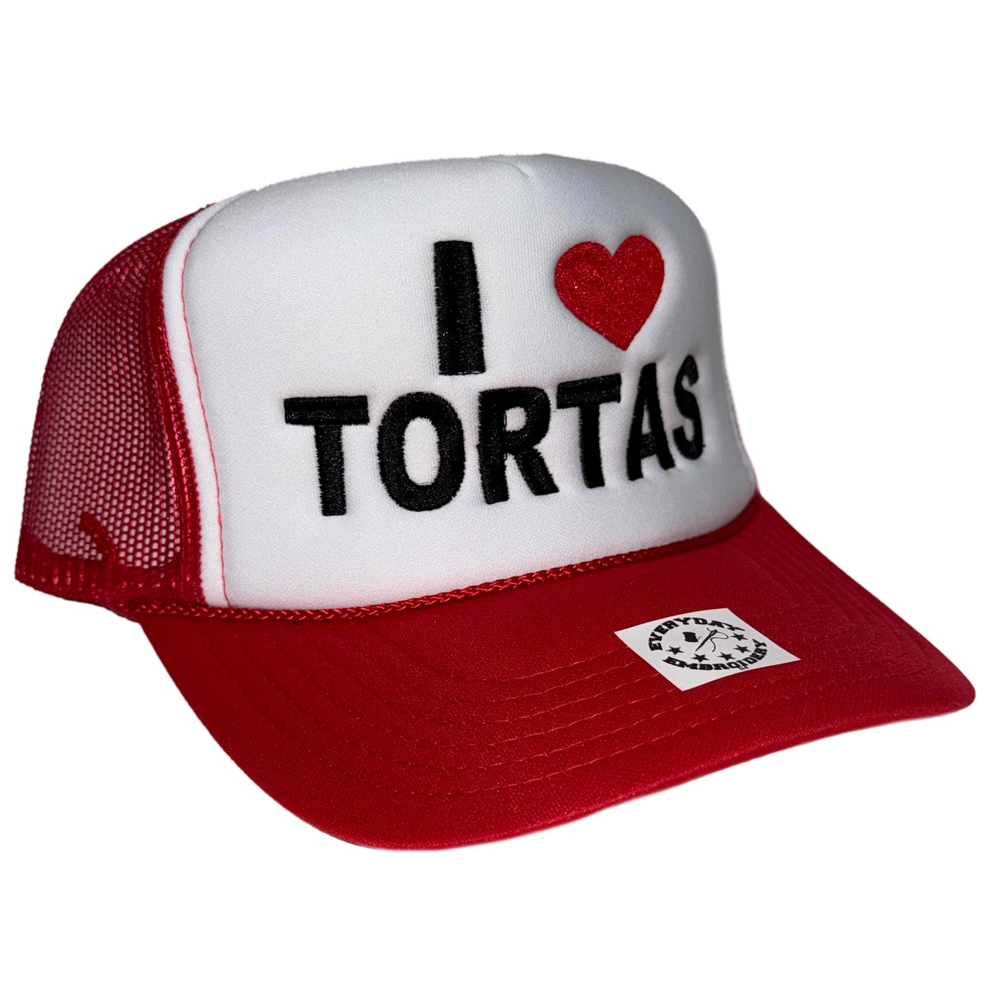 I LOVE TORTAS Embroidered Trucker Cap |Black/White & Red/White